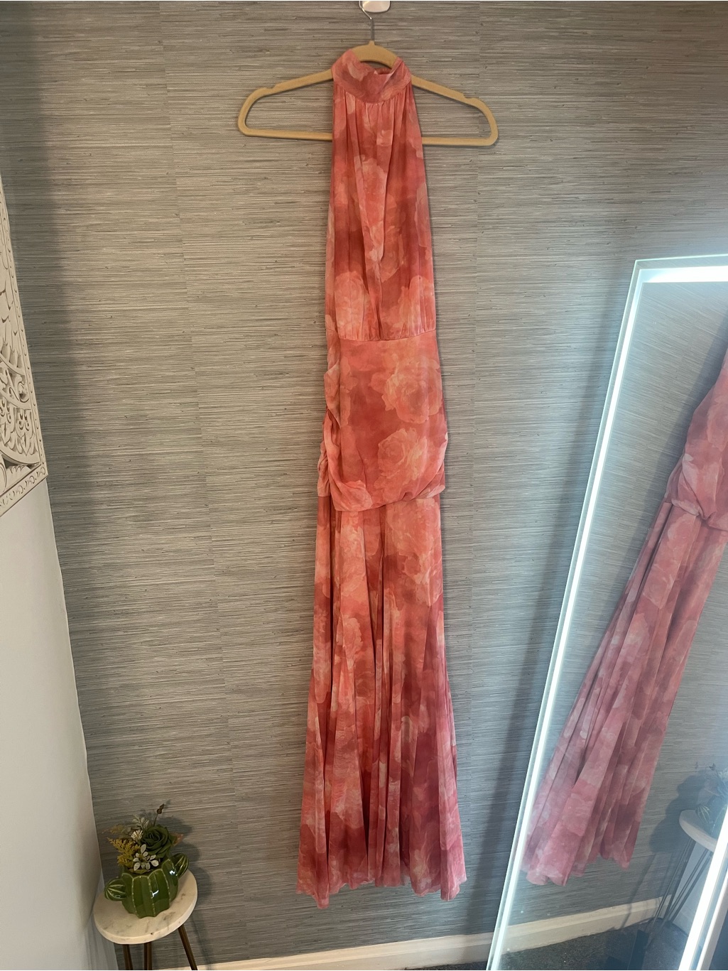 Hello Molly Shimmered Romance Halter Maxi Dress Pink